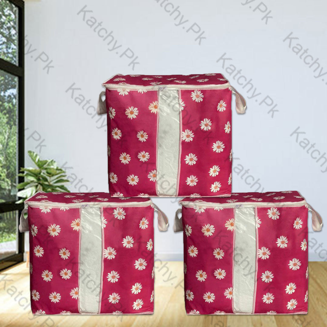 Non Woven Floral Storage Bag - Pink