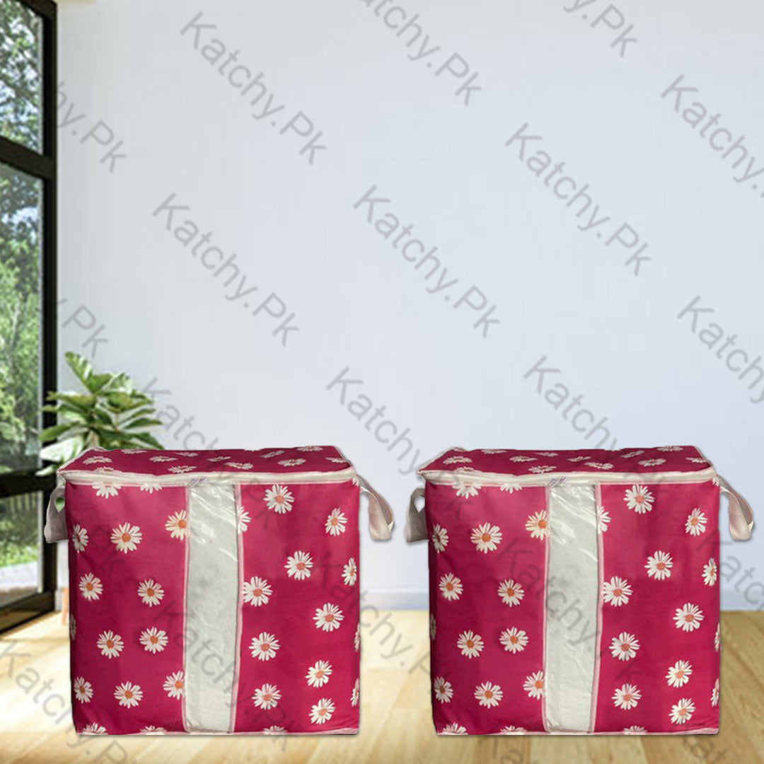 Non Woven Floral Storage Bag - Pink