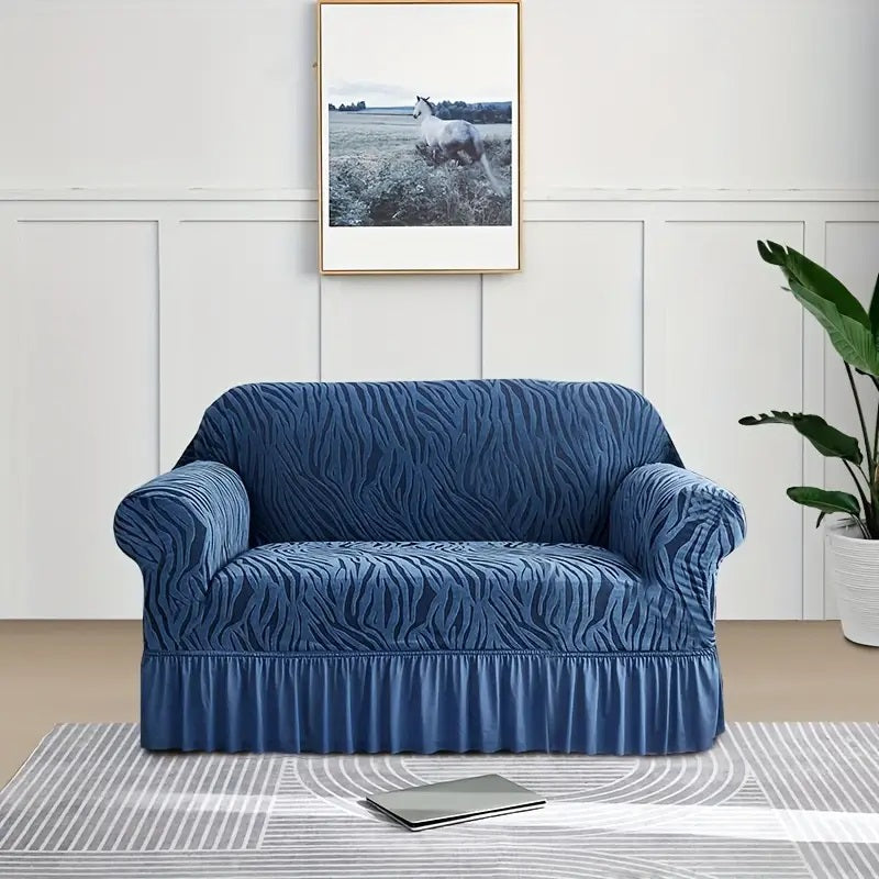 Zebra Velvet Sofa Covers (Blue)