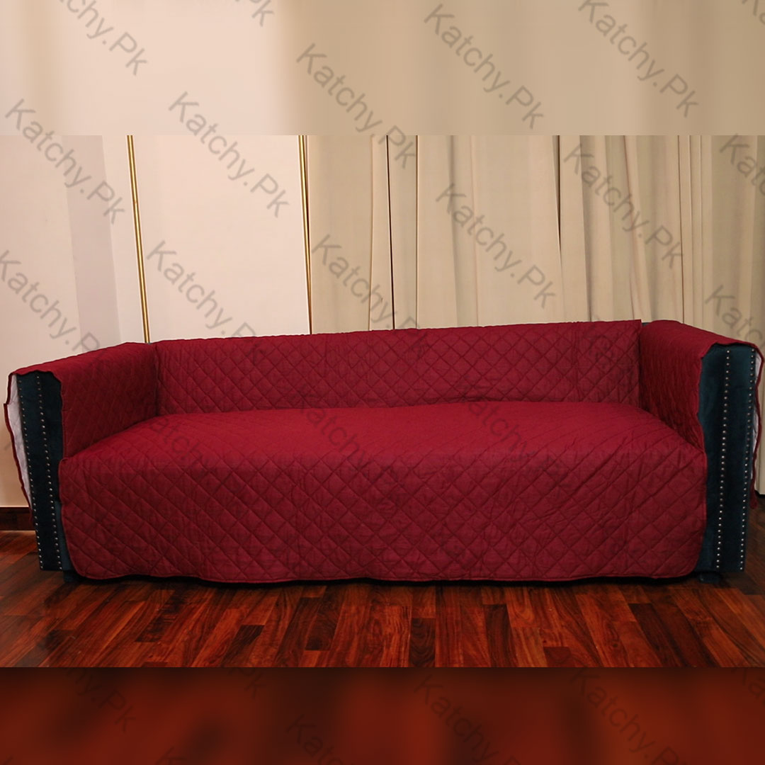 Cotton Quilted Sofa Runner - Sofa Coat (Maroon)