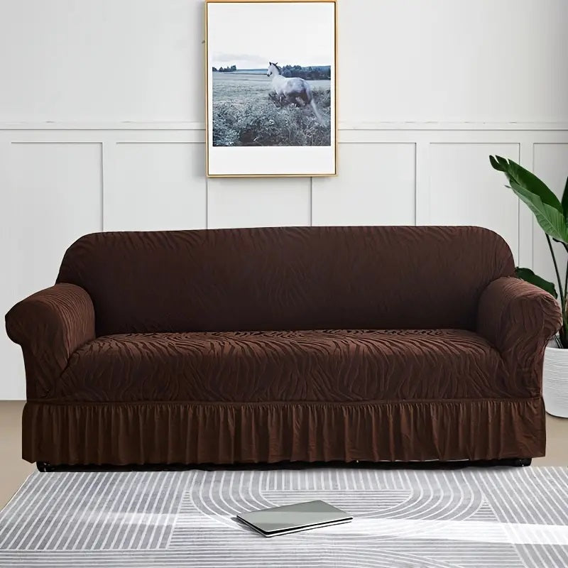 Zebra Velvet Sofa Covers (Dark Brown)