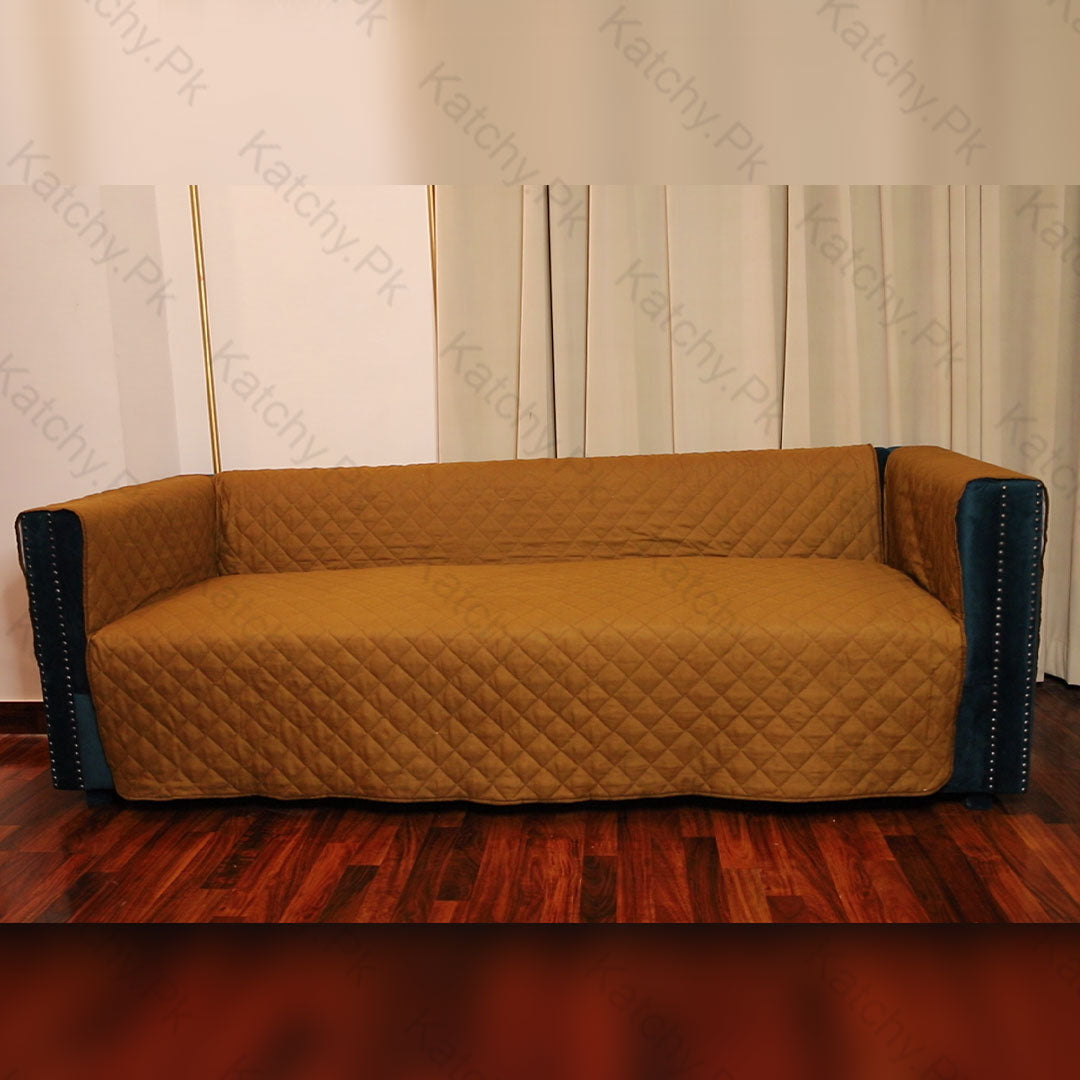 Cotton Quilted Sofa Runner - Sofa Coat (Copper Brown)