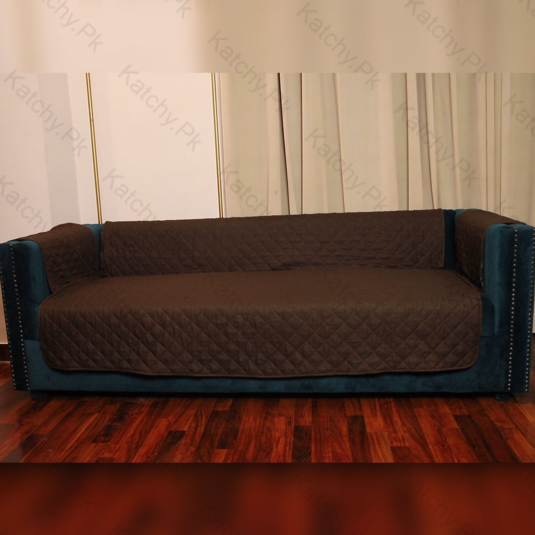 Cotton Quilted Sofa Runner - Sofa Coat (Brown)