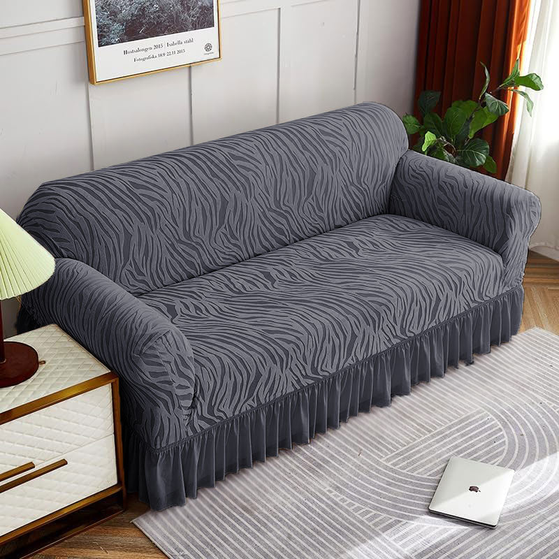 Zebra Velvet Sofa Covers (Grey)