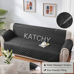 Waterproof Cotton Quilted Sofa Cover - Sofa Runners (Black)