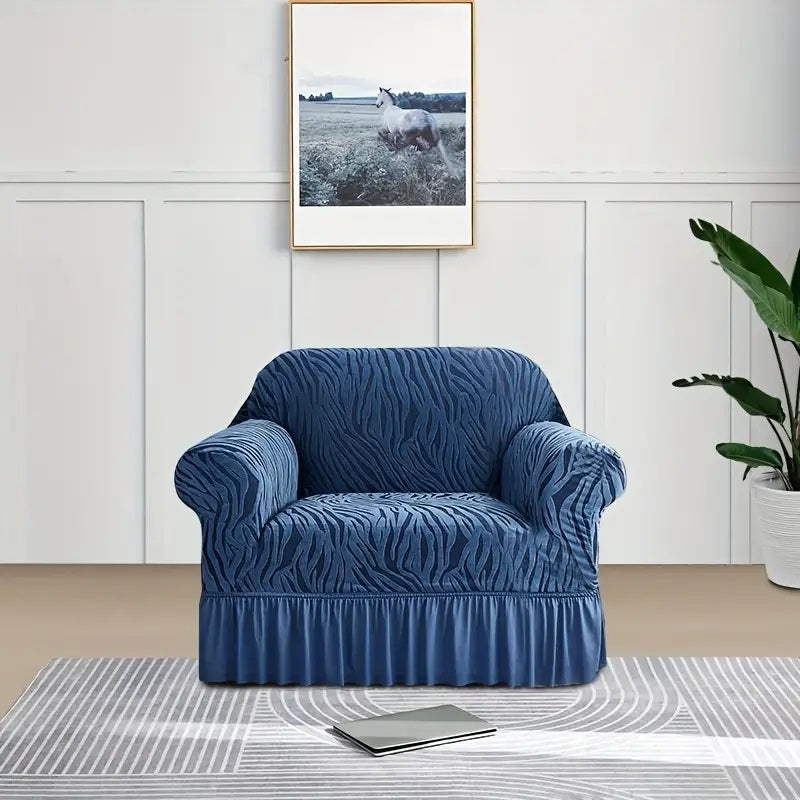 Zebra Velvet Sofa Covers (Blue)