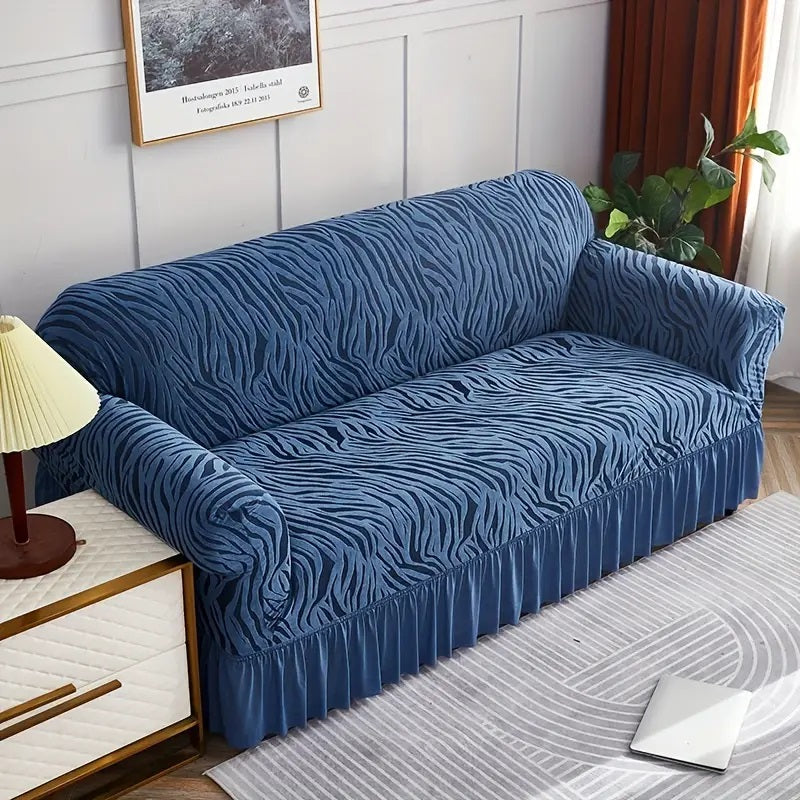 Zebra Velvet Sofa Covers (Blue)