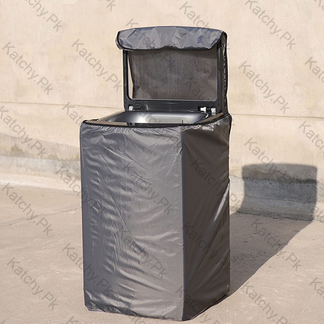 Zip Open Close Waterproof Top Loaded Washing Machine Cover (Grey Color - All Sizes Available)