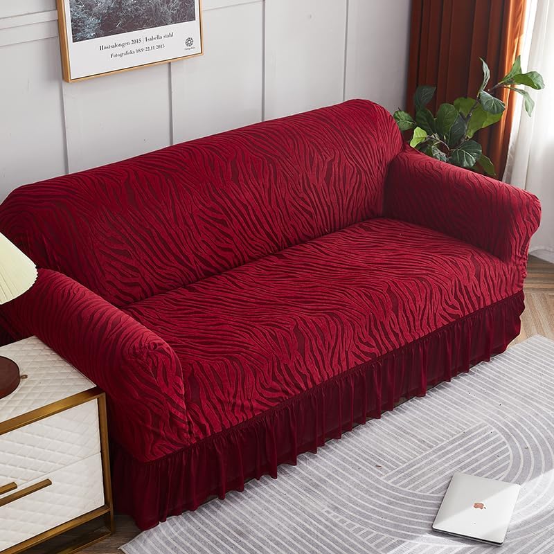 Zebra Velvet Sofa Covers (Maroon)