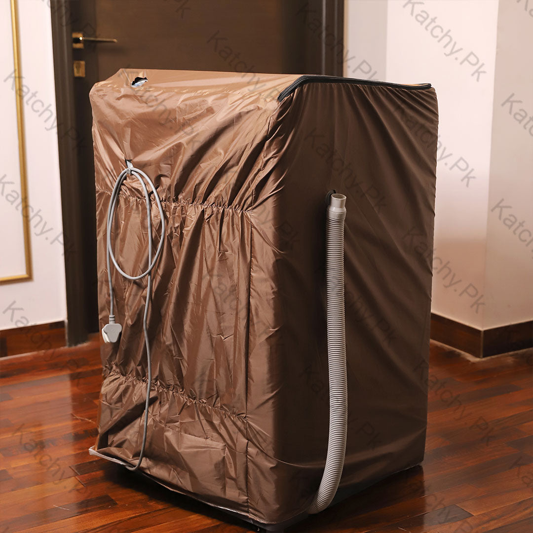 Zip Open Close Waterproof Top Loaded Washing Machine Cover (Brown Color - All Sizes Available)