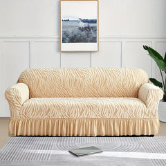 Zebra Velvet Sofa Covers (Beige)