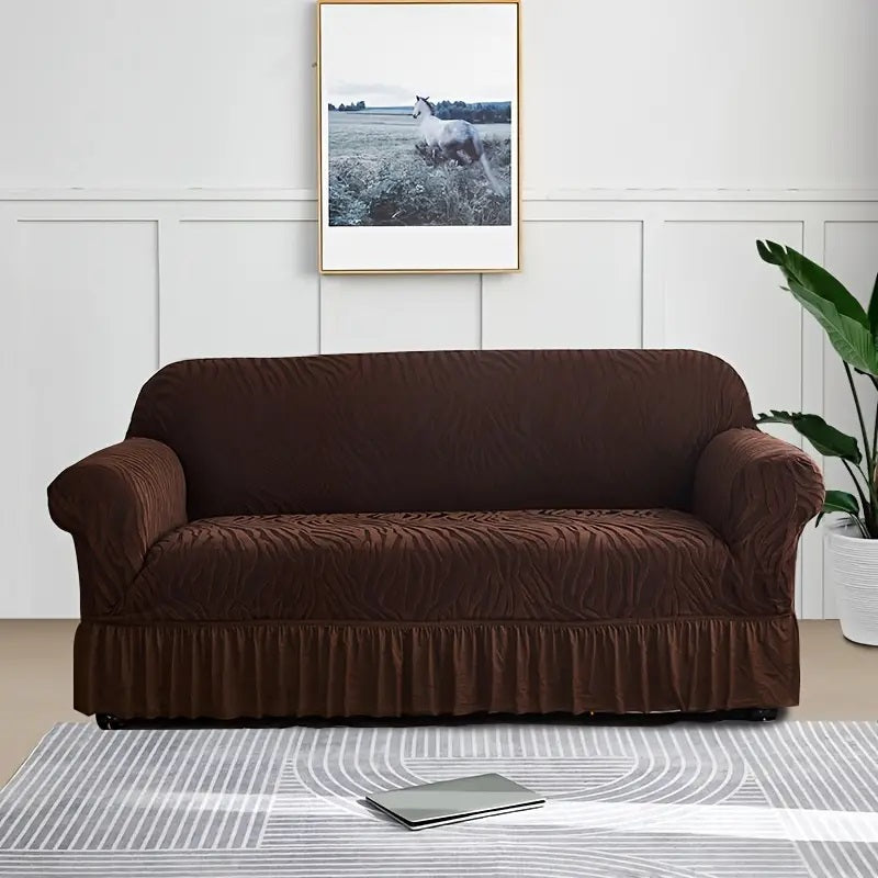 Zebra Velvet Sofa Covers (Dark Brown)