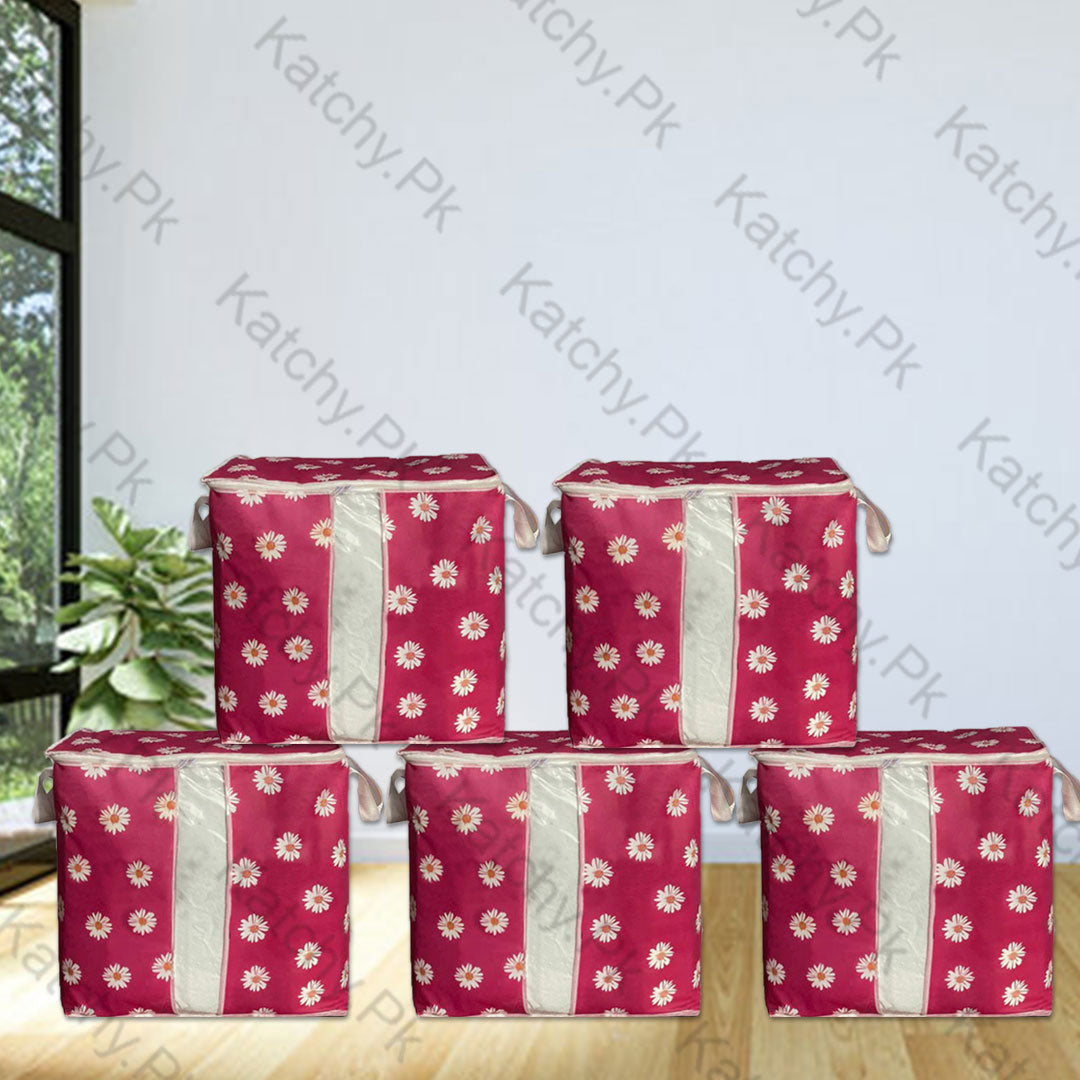 Non Woven Floral Storage Bag - Pink