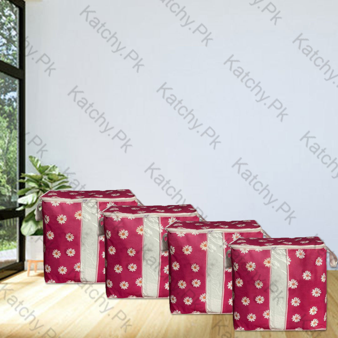 Non Woven Floral Storage Bag - Pink