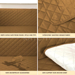 Waterproof Cotton Quilted Sofa Cover - Sofa Runners (Copper)