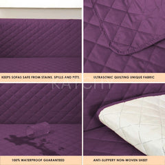 Waterproof Cotton Quilted Sofa Cover - Sofa Runners (Purple)