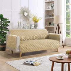 Cotton Quilted Sofa Runner - Sofa Coat (Beige)