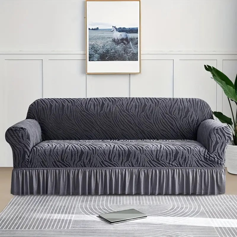 Zebra Velvet Sofa Covers (Grey)