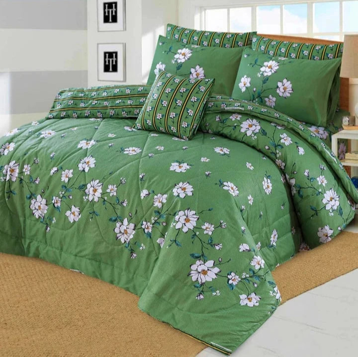 7 Pcs Quilted Comforter Set - Plumeria