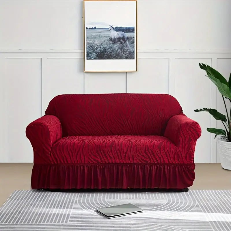 Zebra Velvet Sofa Covers (Maroon)