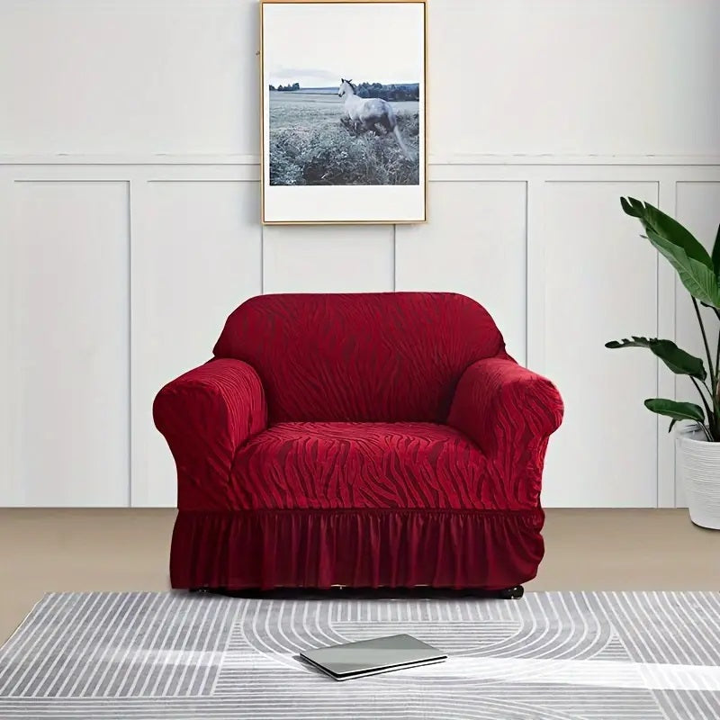 Zebra Velvet Sofa Covers (Maroon)