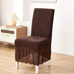 Zebra Velvet Fitted Chair Cover - Dark Brown