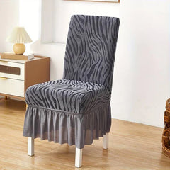 Zebra Velvet Fitted Chair Cover - Grey