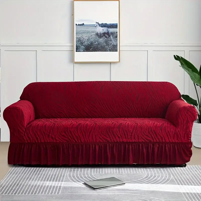 Zebra Velvet Sofa Covers (Maroon)