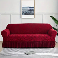 Zebra Velvet Sofa Covers (Maroon)