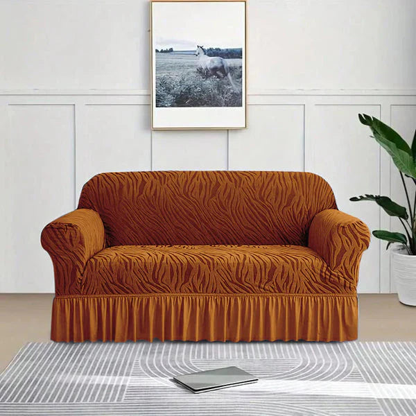 Zebra Velvet Sofa Covers (Copper Brown)