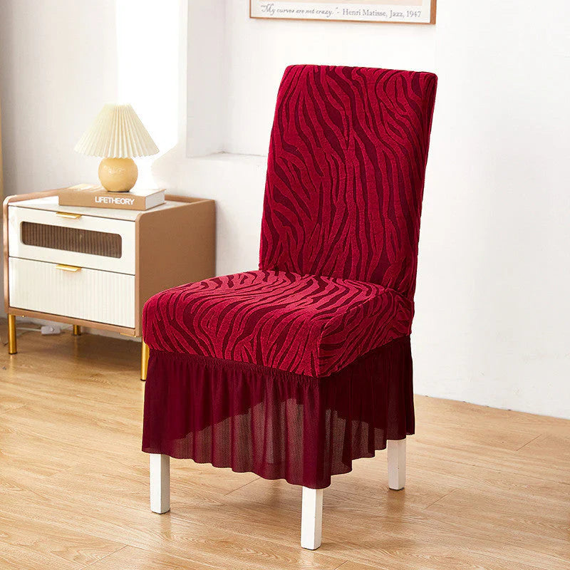 Zebra Velvet Fitted Chair Cover - Maroon