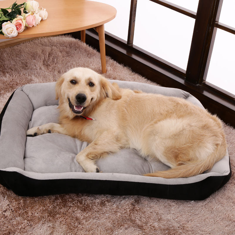 Super Soft Dog Bed with Waterproof Bottom - Warm Bed/Sofa For Dog & Cat - Cream & Navy Blue