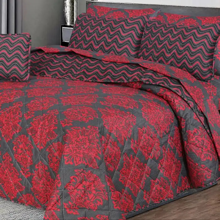 7 Pcs Quilted Comforter Set - Blackra