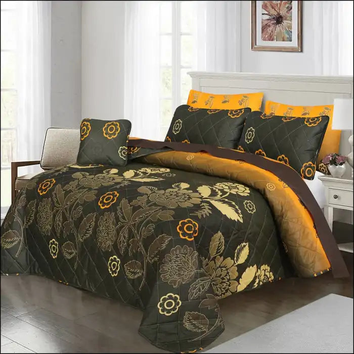 7 Pcs Quilted Comforter Set - Emerald