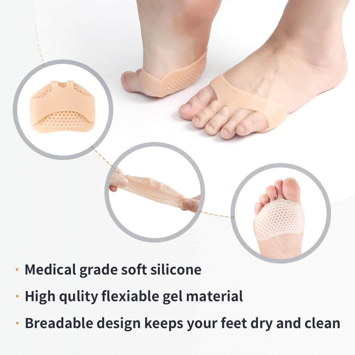 Soft Honeycomb Forefoot Pain Relief Pads