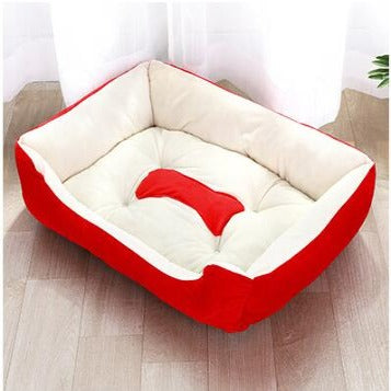 Super Soft Dog Bed with Waterproof Bottom - Warm Bed/Sofa For Dog & Cat - Cream & Red