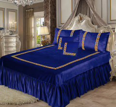 Emboss Velvet Bedsheet Set -  Blue