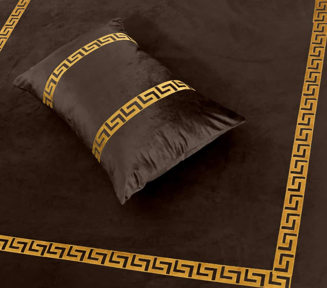 Emboss Velvet Bedsheet Set -  Brown