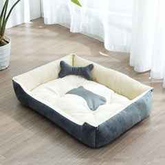 Super Soft Dog Bed with Waterproof Bottom - Warm Bed/Sofa For Dog & Cat - Cream & Grey