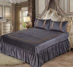 Emboss Velvet Bedsheet Set -  Grey