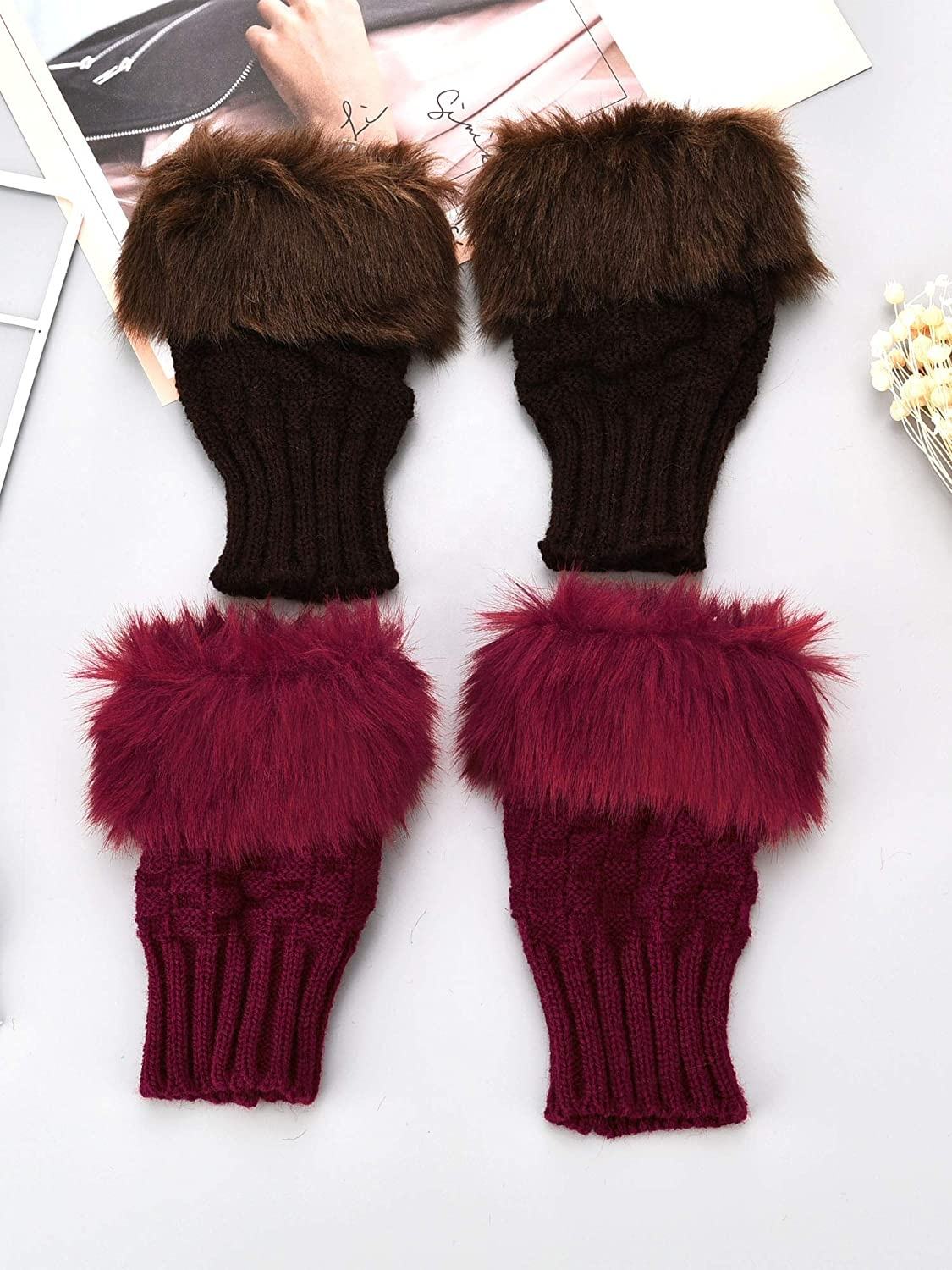 Women Faux Rabbit Fur Gloves - Black