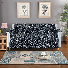 Printed Quilted Sofa Cover - Sofa Coat/Sofa Runner - Black