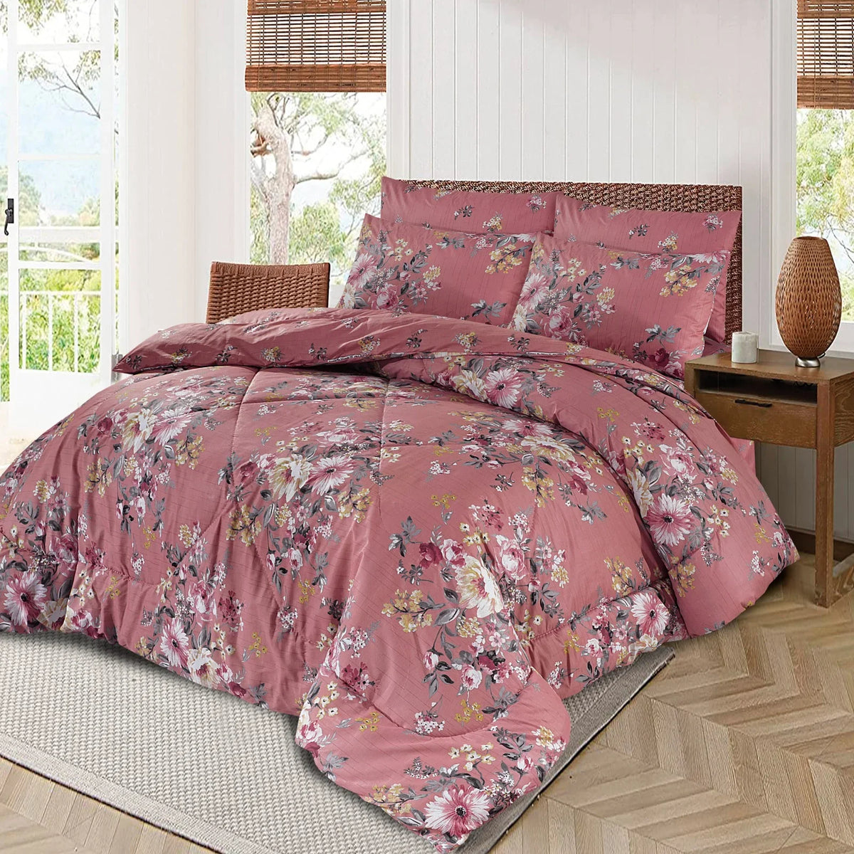 6 PCs Vicky Razai Set - Plum Blossom