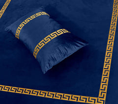 Emboss Velvet Bedsheet Set -  Blue