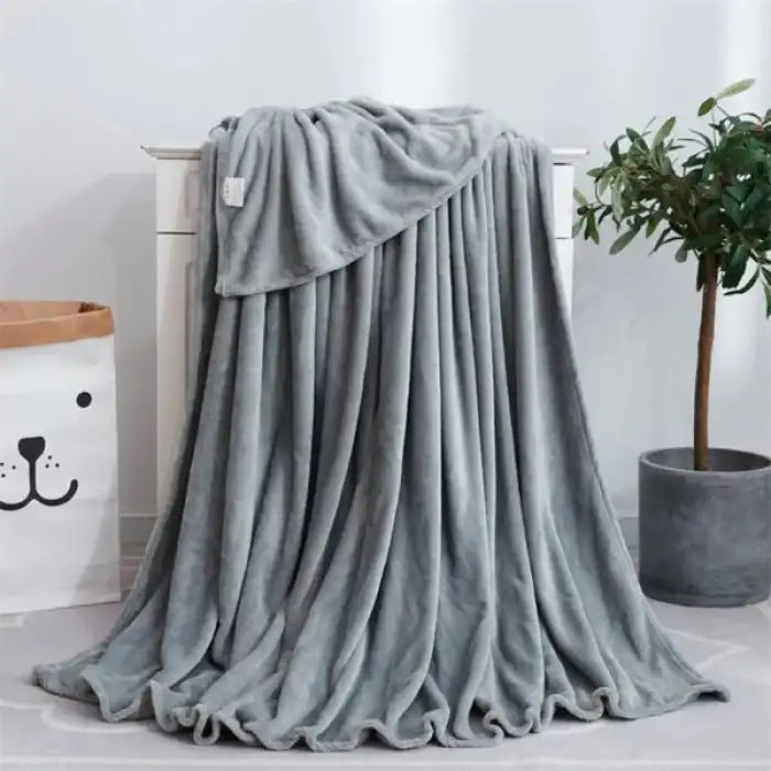 Coral Fleece Embossed Thermal Soft Ac Throw Blanket - Grey