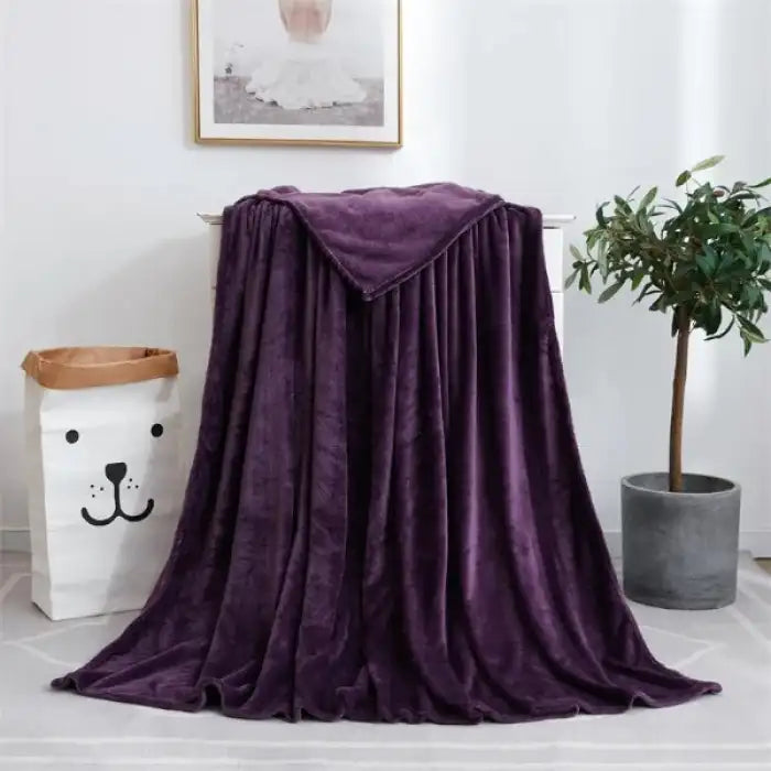 Coral Fleece Embossed Thermal Soft Ac Throw Blanket - Purple