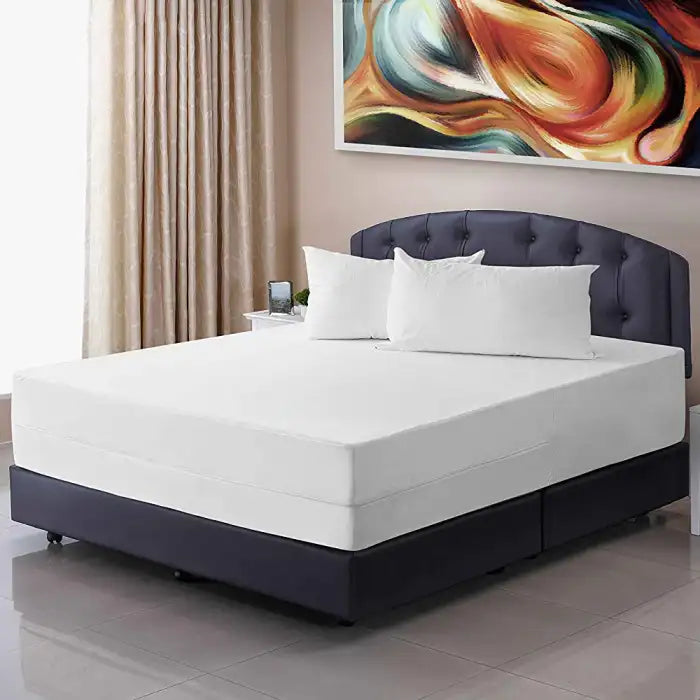 Double Sided Zipper Waterproof Mattress Cover - White Mattress