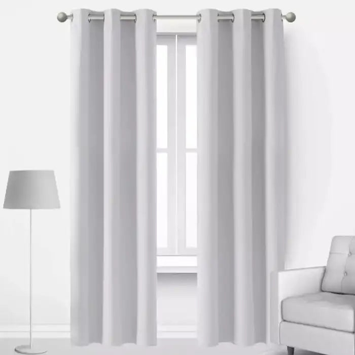 Plain Jacquard Curtains White