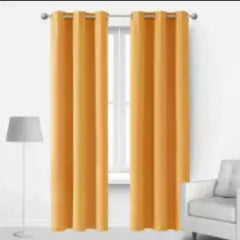 Plain Jacquard Curtains - Yellow