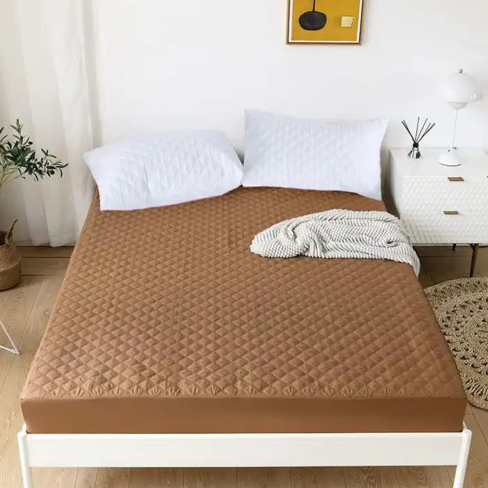 Quilted Waterproof Mattress Cover - Brown